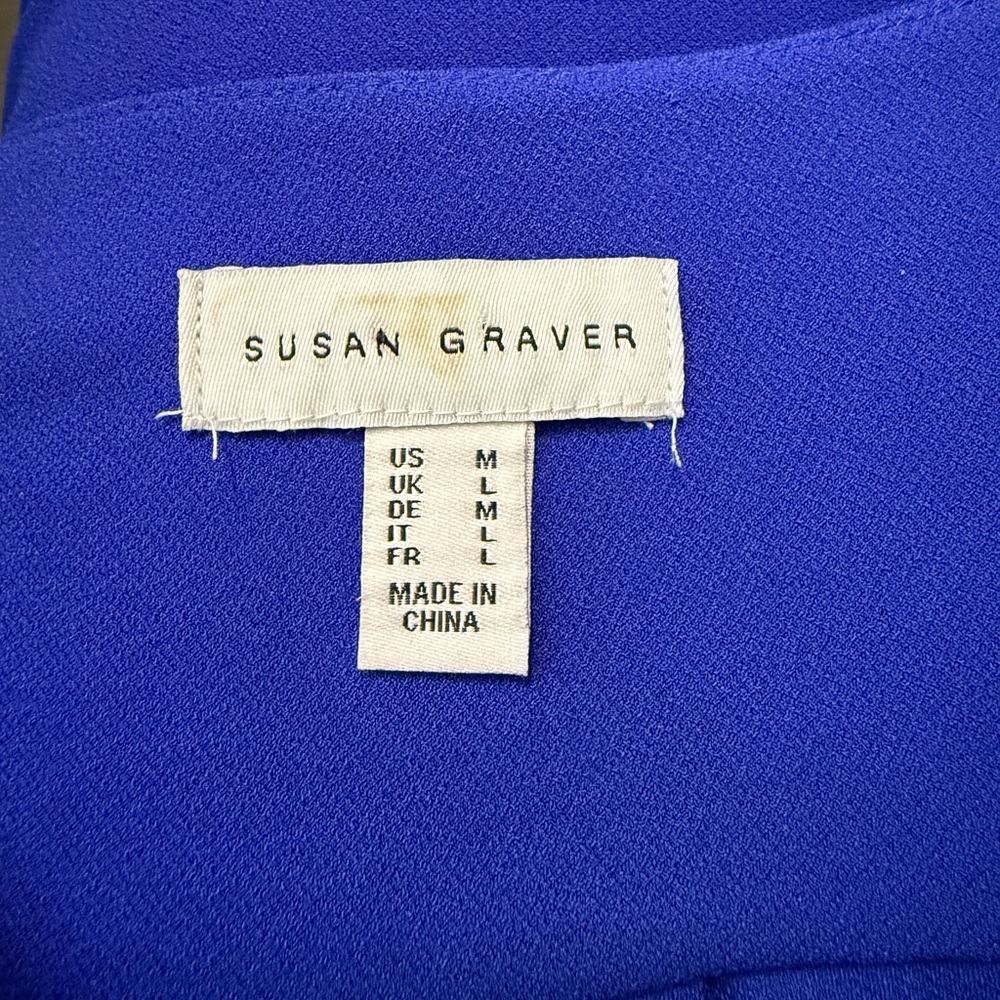 Susan Graver Royal Blue Blouse With Bell Sleeves - Picture 2 of 6